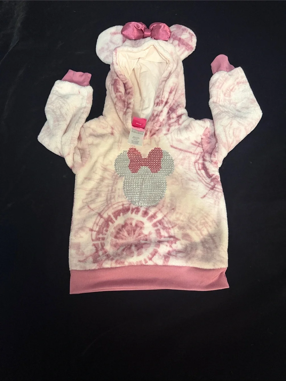 Disney Girls' Pink  Minnie Ear Hooded Pullover